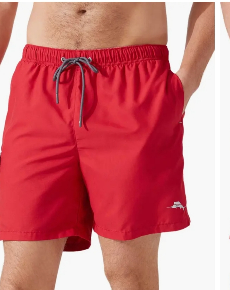 TOMMY BAHAMA RELAX Chili Pepper Red & White Splash Swimsuit Trunks Sz L - Picture 14 of 14